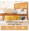 King Size Bed Frame Acacia Wood Platform Bed w/ Headboard Caramel