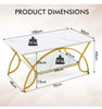 Modern Faux Marble Coffee Table 2-Tier Rectangular Accent Table Chic Cocktail