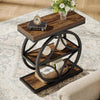 Industrial Side Table Narrow Small End Table with 3-Tier Storage for Living Room