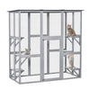 Wooden Cat House, Catio Cat Outdoor Enclosure with Platforms,180 x 98 x 180 cm