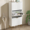 Slim Shoe Storage Cabinet with 3 Flip Drawers for Hallway, White