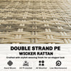 4 Piece Rattan Garden Furniture Set with 3-Seater Sofa, Armchairs, Table, Khaki
