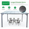 Aluminium Lean-To Gazebo, Wall-Mounted Hardtop Roof Pergola for Garden & Patio
