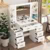 Vanity Makeup Desk + Vanity Mirror 7 Drawers LED Light Bulbs Dressing Table