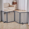 4 Panels Folding Pet Gate Freestanding Wooden Dog Fence Safety Barrier Divider