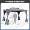 296x397cm Double Roof Patio Canopy Large Outdoor Gazebo Gray