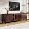 TV Stand Cabinet with Solid Wood Sliding Doors, Storage Media Console TV Unit