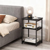 Sofa Side Table 3-Tier End Table Bedside Table with Metal Frame Nightstand