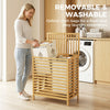 Bamboo Laundry Basket with Lid, 2 Baskets, Foldable, Natural and Cream White