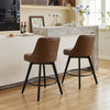 2 pack Swivel Bar Stools 26 inch Linen Counter Chairs Tufted Back Wood Legs