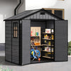 Plastic Sheds Outdoor Garden Shed 8x4FT Wood Grain Utility Tool Storage House
