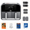10-in-1 Dual Air Fryer Double Basket Touch Screen Oil Free Digital Oven Cooker