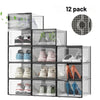 12x Stackable Foldable Boxes Trainers Organiser Clear Plastic Shoe Storage Box