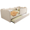 3FT SINGLE DAYBED WITH PULL OUT TRUNDLE CHILDREN KIDS JUNIOR TODDLER BED BEIGE