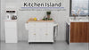 Rolling Kitchen Island Cart with Rubber Wood Top, Spices Cream White