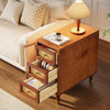 Solid Wood End Table with 3 Drawers, Narrow Sofa Side Table for Living Room