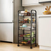 5 Tier Metal Kitchen Trolley - 4×360° Casters Rolling Storage Cart for Laundry