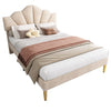 FABRIC UPHOLSTERED PLATFORM BED 4FT6 DOUBLE BED FRAME WITH HEADBOARD IN VELVET