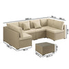 6 Seater Beige U Shaped Rattan Garden Sofa Set with Matching Coffee Table FTR172