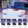 LED Coffee Table With Lift Top and Storage Drawers Living Room Furniture White