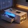 High Gloss Coffee Table with LED Lights 2Darwers Light Up Space-saving End Table