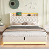 OTTOMAN STORAGE UPHOLSTERED KING BED FRAME WITH HEADBOARD STORAGE, LED & USB