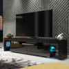 200cm TV Unit I Modern Cabinet TV Stand I Black High Gloss Doors I Free LED