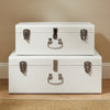 Cream Metal Storage Trunks Chest Bedroom, Dressing Room Set of 2, Beautify