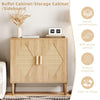 Natural Wooden Storage Cabinet With Doors & Shelves, Small Buffet Sideboard