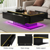Coffee Table 100x50x40 cm w/ LED Lights & 3 Drawers Gloss Black for Living Room