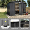 8 x 6ft Garden Storage Shed Outdoor Metal Garden Sheds with Sliding Door GREY