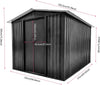 8 x 6ft Garden Storage Shed Outdoor Metal Garden Sheds with Sliding Door GREY