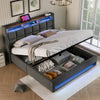 6FT SUPER KING OTTOMAN BED FRAME WITH STORAGE, LED LIGHTING, USB TYPE-C, GREY