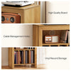 Industrial Record Player Cabinet with Wheels, Vinyl CD Media Storage Side Table