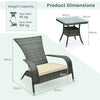 COSTWAY 3Pcs Wicker Adirondack Set Ergonomic Oversized Rattan Chairs w/Table