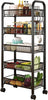 5 Tier Metal Kitchen Trolley - 4×360° Casters Rolling Storage Cart for Laundry