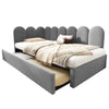 3FT SINGLE DAYBED PANEL PLUSH VELVET UPHOLSTERED SOFA BED WITH TRUNDLE GUEST BED
