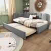 3FT SINGLE DAYBED PANEL PLUSH VELVET UPHOLSTERED SOFA BED WITH TRUNDLE GUEST BED