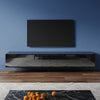 200cm Black Floating TV Cabinet Stand Unit High Gloss Storage Door Wall Mounted