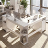Farmhouse Computer Corner Desk with Storage Cabinets