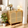 Wooden Buffet Sideboard Rattan Storage Cabinet Display Organiser Cupboard 2 Door