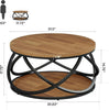 2-Tier Round Coffee Table, 31.5" Wood Circle Accent Center Table for Living Room
