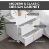 Home Stuff Plus White 2-Drawer Bedside Table with Bronze Accents - 53x50x40cm