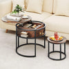 2-Piece Nesting Coffee Tables - Round Lift-Top with Storage, Adjustable