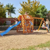 Large Wooden Swing Set Slides Rock Climbing Frame Little Tikes Panther Peak