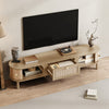 Solid Wood & Rattan TV Stand - Natural Style Cabinet with Doors & Drawers UK