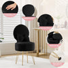Black Dressing Table Chair with Storage, Vanity Stool with Foldable Backrest