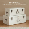 Cream Metal Storage Trunks Chest Bedroom, Dressing Room Set of 2, Beautify