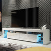 Modern 200cm TV Unit Cabinet Stand | White High Gloss Doors | Free LED Lights