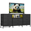 63in TV Stand with 8 Fabric Drawers & LED Lights, Storage Cabinet with Wood Top